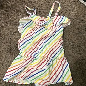Lands end rainbow cross back spaghetti strap top with ruffle